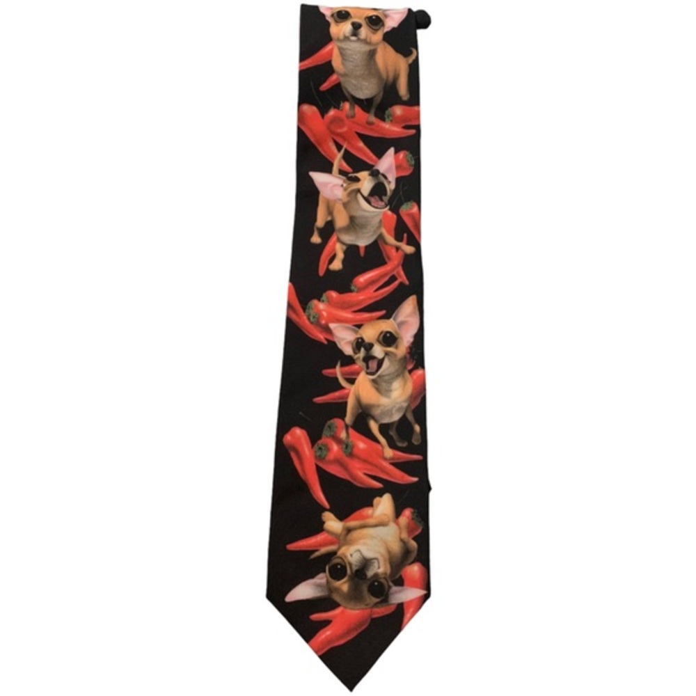 RALPH MARLIN Tie Aye Chihuahua Hot Peppers Vintage 1998